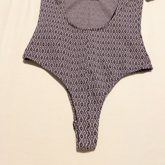 Zara Lilac Geometric Print Open Back Bodysuit Size XS - Picture 15 of 16